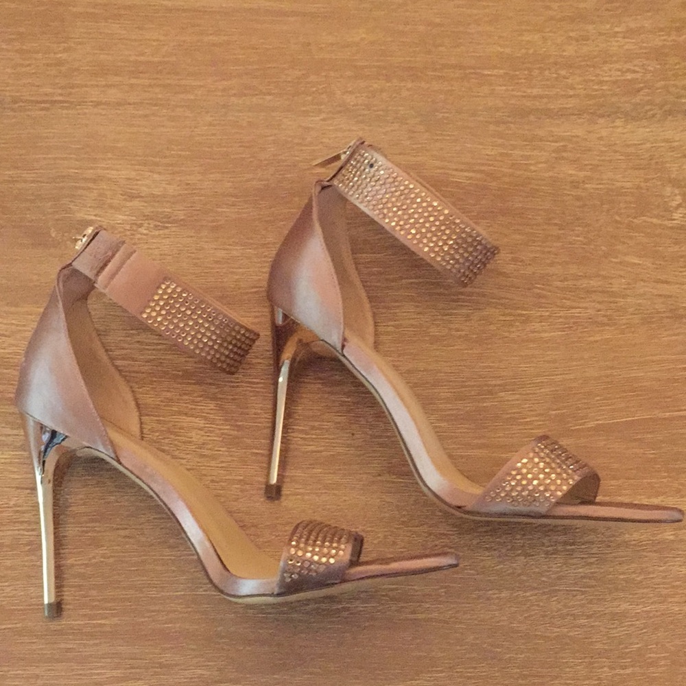 INC Satin Rhinestone Heel Sandals